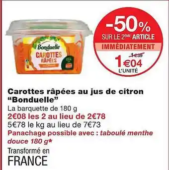 Monoprix Carottes Râpées Au Jus De Citron offre