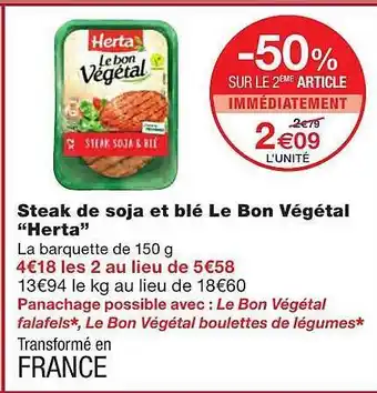 Steak De Soja Et Blé Le Bon Végétal 