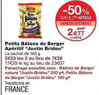 Monoprix Petits Bâtons De Berger Apéritif offre