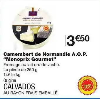 Monoprix Camembert De Normandie A.o.p. offre