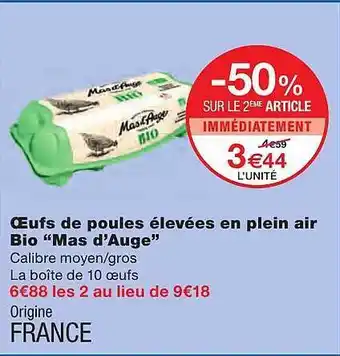 Monoprix Oeufs De Poules élevées En Plein Air Bio offre