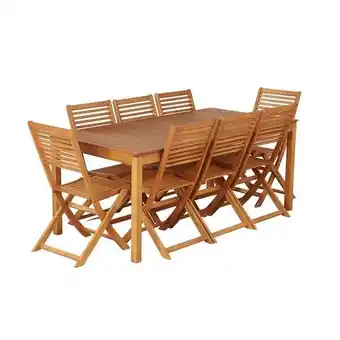 Bricorama Ensemble repas de jardin SARNO en bois d'eucalyptus 8 places 180 cm offre