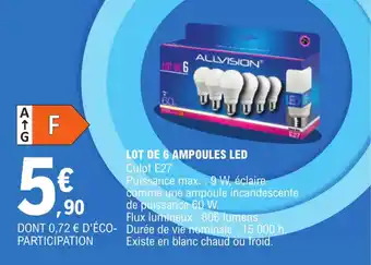E.Leclerc LOT DE 6 AMPOULES LED offre