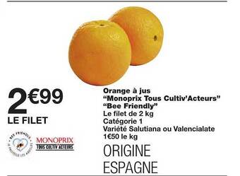 Monoprix Orange à Jus offre
