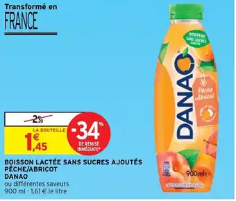 Intermarché Boisson lactée Sans sucres ajoutés pêche/Abricot offre