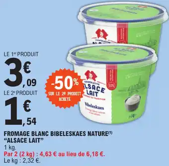 E.Leclerc FROMAGE BLANC BIBELESKAES NATURE(¹) "ALSACE LAIT" offre