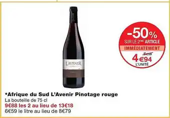 Afrique Du Sud L'avenir Pinotage Rouge