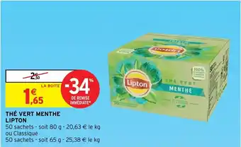 Intermarché Thé vert Menthe Lipton offre