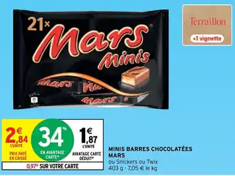 Intermarché Minis Barres Chocolatées Mars offre