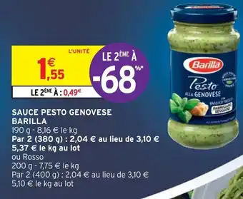 Intermarché Sauce Pesto Genovese Barilla offre