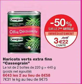 Monoprix Haricots Verts Extra Fins offre