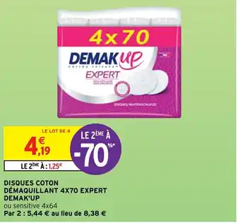 Intermarché Disques Coton Démaquillant 4X70 Expert offre