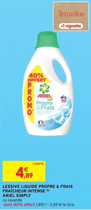 Intermarché Lessive Liquide Propre & Frais fraîcheur Intense offre