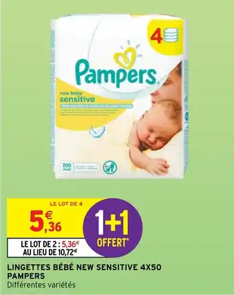 Intermarché LIngettes bébé New Sensitive 4X50 offre
