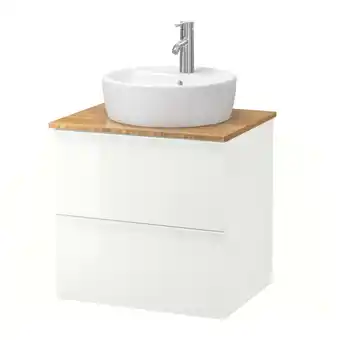 IKEA Godmorgon/tolken / tÖrnviken Meuble lavabo av lavabo à poser 45, brillant blanc/bambou Dalskär mitigeur lavabo, 62x49x74 cm offre