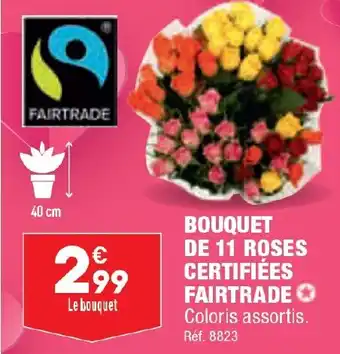 ALDI BOUQUET DE 11 ROSES CERTIFIÉES FAIRTRADE Coloris assortis. offre