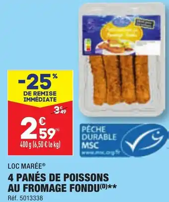 ALDI 4 PANÉS DE POISSONS AU FROMAGE FONDU(D)** offre