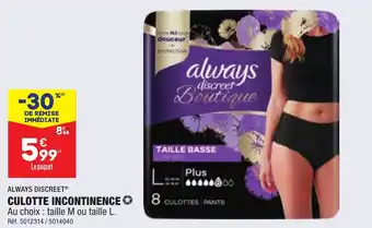 ALDI CULOTTE INCONTINENCE offre