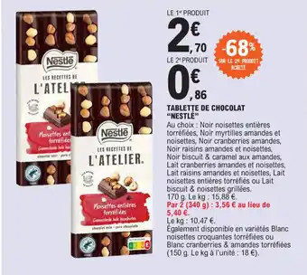 E.Leclerc TABLETTE DE CHOCOLAT "NESTLÉ" offre