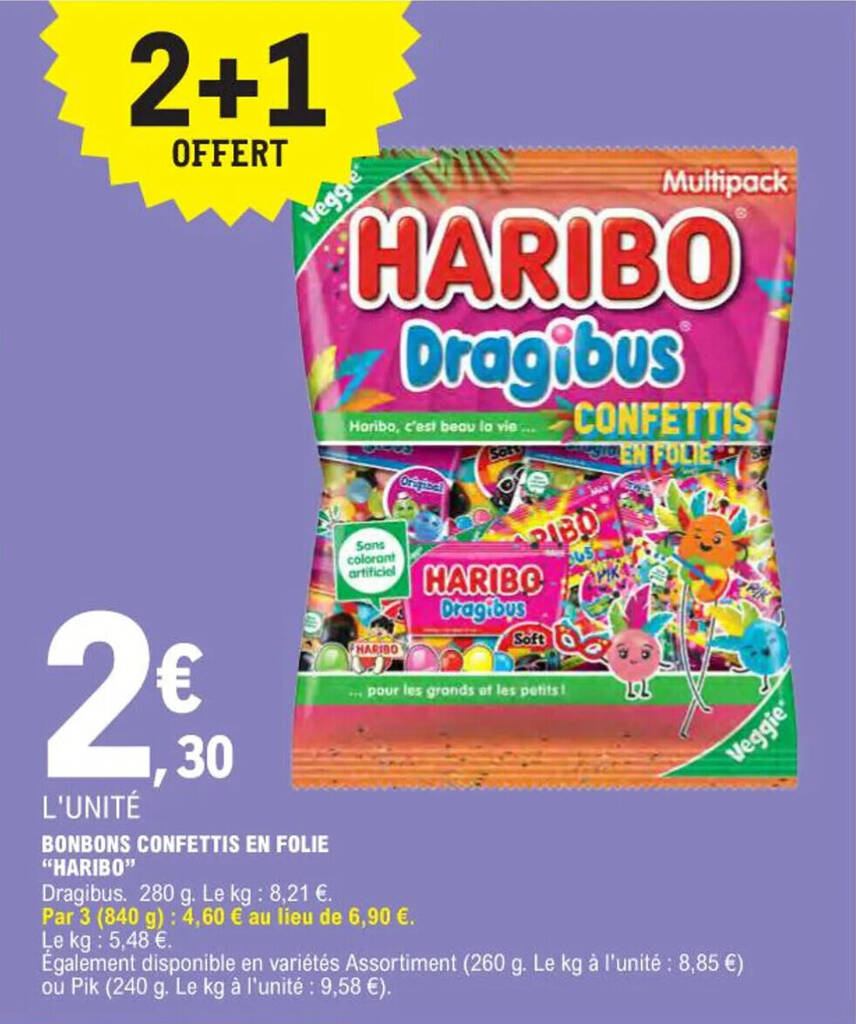 Promo BONBONS CONFETTIS EN FOLIE "HARIBO" chez E.Leclerc
