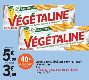 E.Leclerc GRAISSE 100% VÉGÉTALE POUR FRITURE (4) SUR LE 2E PRODUIT "VÉGETALINE" offre