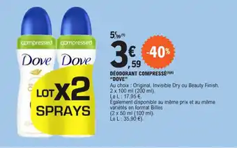 E.Leclerc DÉODORANT COMPRESSÉ (56) "DOVE" offre