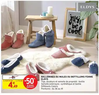 Intermarché Ballerines Ou Mules Ou Bottillons Femme Eldys offre