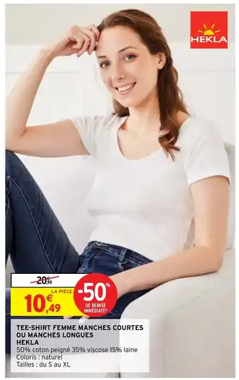 Intermarché Tee-Shirt Femme Manches Courtes Ou Manches Longues Hekla offre