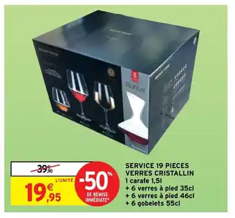 Intermarché Service 19 Pieces Verres Cristallin offre