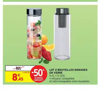 Intermarché Lot 2 Bouteilles Nomades En Verre offre