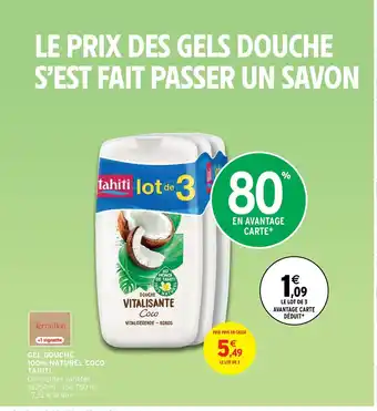 Intermarché Gel Douche 100% Naturel Coco Tahiti offre