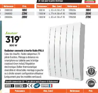 Bricorama Radiateur Connecte a Inertie Floride IPALA offre