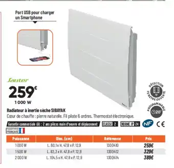 Bricorama Radiateur A Inertie Séche SIBAYAK offre