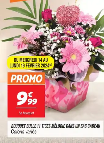 Netto BOUQUET BULLE 11 TIGES MÉLODIE DANS UN SAC CADEAU offre
