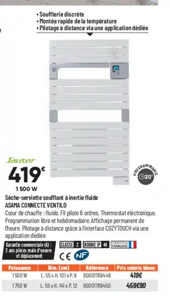 Bricorama Séche-Serviette Soufflant a Inertie Fluide ASAMA CONNECTE VENTILO offre