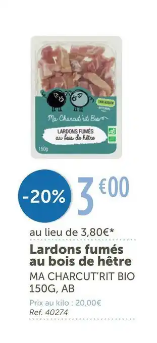 Ma charcut’rit bio lardons fumés au bois de hêtre