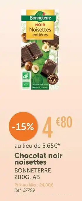 L'Eau Vive Bonneterre chocolat noir noisettes offre