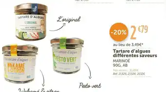 Marinoë tartare d’algues différentes saveurs