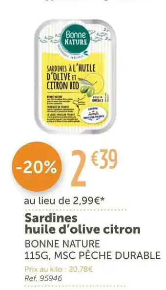 L'Eau Vive Bonne nature sardines huile d’olive citron offre