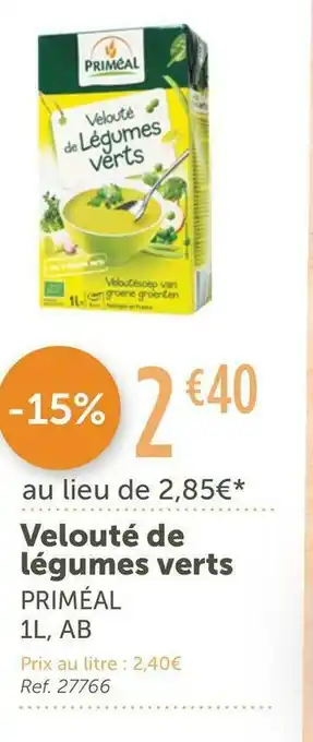 L'Eau Vive Priméal velouté de légumes verts offre