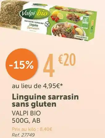 Valpibio linguine sarrasin sans gluten