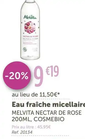 L'Eau Vive Melvita nectar de rose eau fraîche micellaire offre