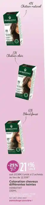 Herbatint coloration cheveux différentes teintes