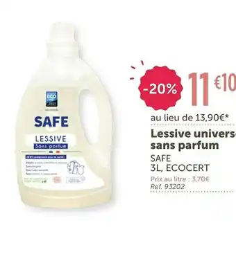 L'Eau Vive Safe lessive universelle sans parfum offre