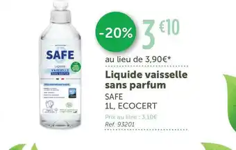 Safe liquide vaisselle sans parfum