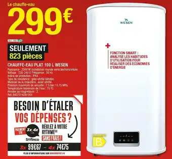Brico Dépôt Chauffe-eau plat 100 l wesen offre