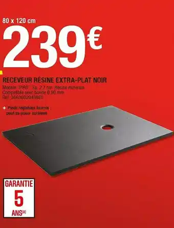 Brico Dépôt Receveur résine extra-plat noir offre