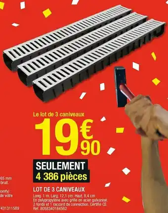 Lot de 3 caniveaux