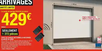 Brico Dépôt Porte de garage sectionnelle motorisée blanche ou grise offre