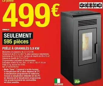 Brico Dépôt Webber poêle à granulés 5,9 kw offre